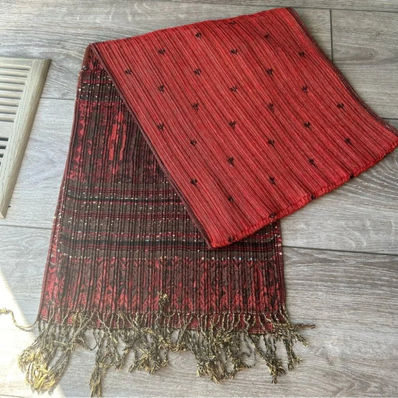 Pashmina Pleated Fringe Rectangle Scarf - Picture 8 of 8